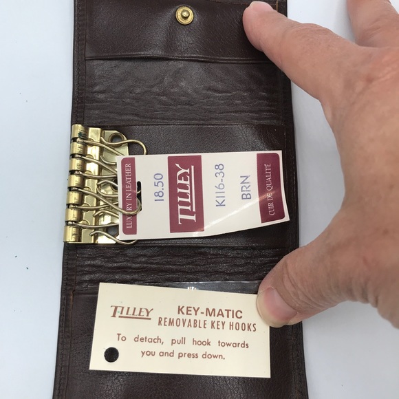 Vintage Brown Leather Key Case Wallet by Tilley Tri Fold Card Case 70’s - Picture 4 of 6